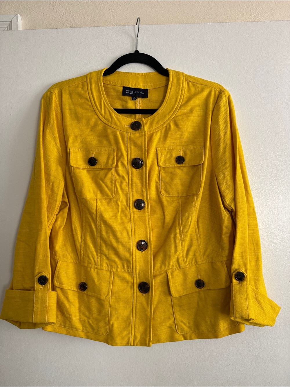 Jones New York Yellow Tortoise Button-Front Jacket